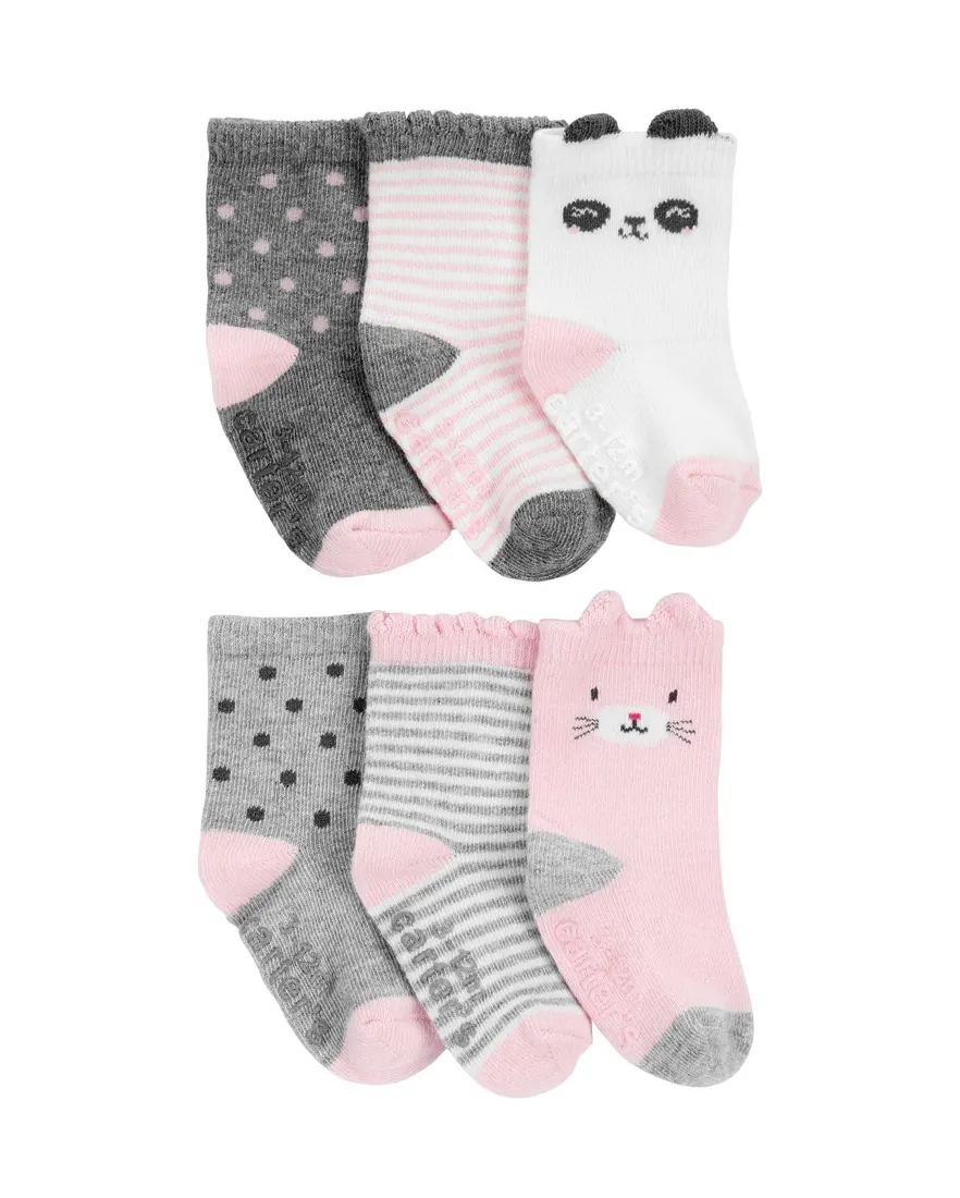 Outra vista de Kit meia bebê 6 pares animais e listras - multicor