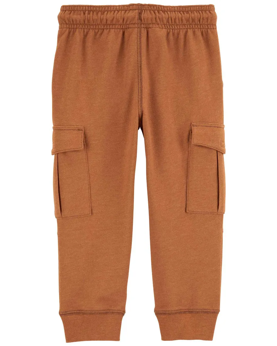 Outra vista de Calça de moletom bebê elástico bolsos cargo marrom