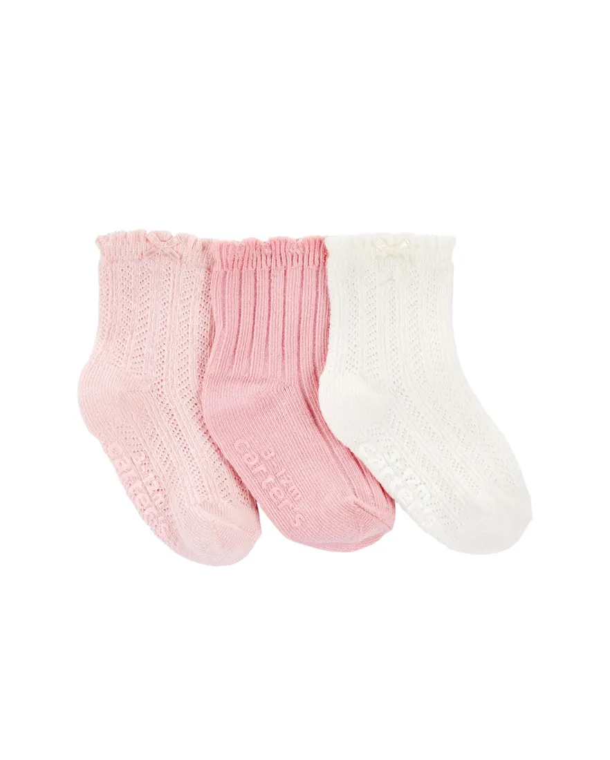 Kit meia bebê 3 pares com laço multicor