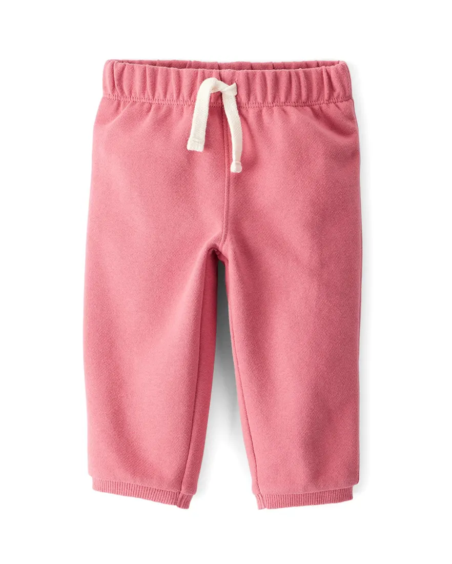 Calça de moletom bebê cós de elástico rosa