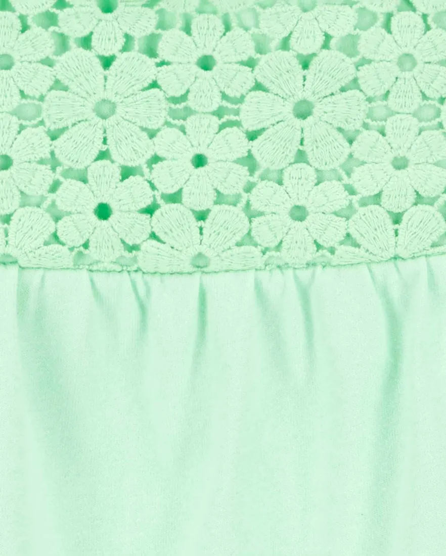 Outra vista de Regata infantil laise floral verde