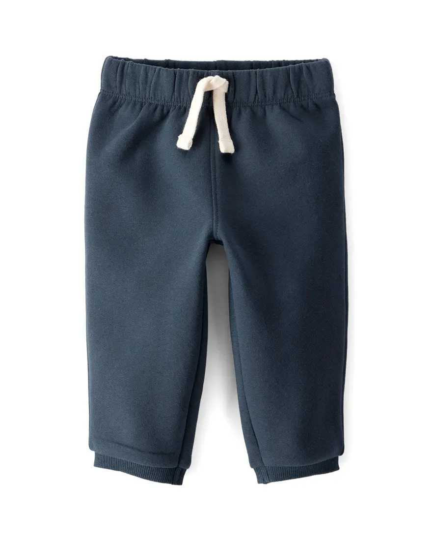 Calça de moletom bebê cós de elástico azul