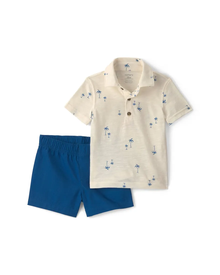 Conjunto curto bebê 2 peças estampado - Multicor