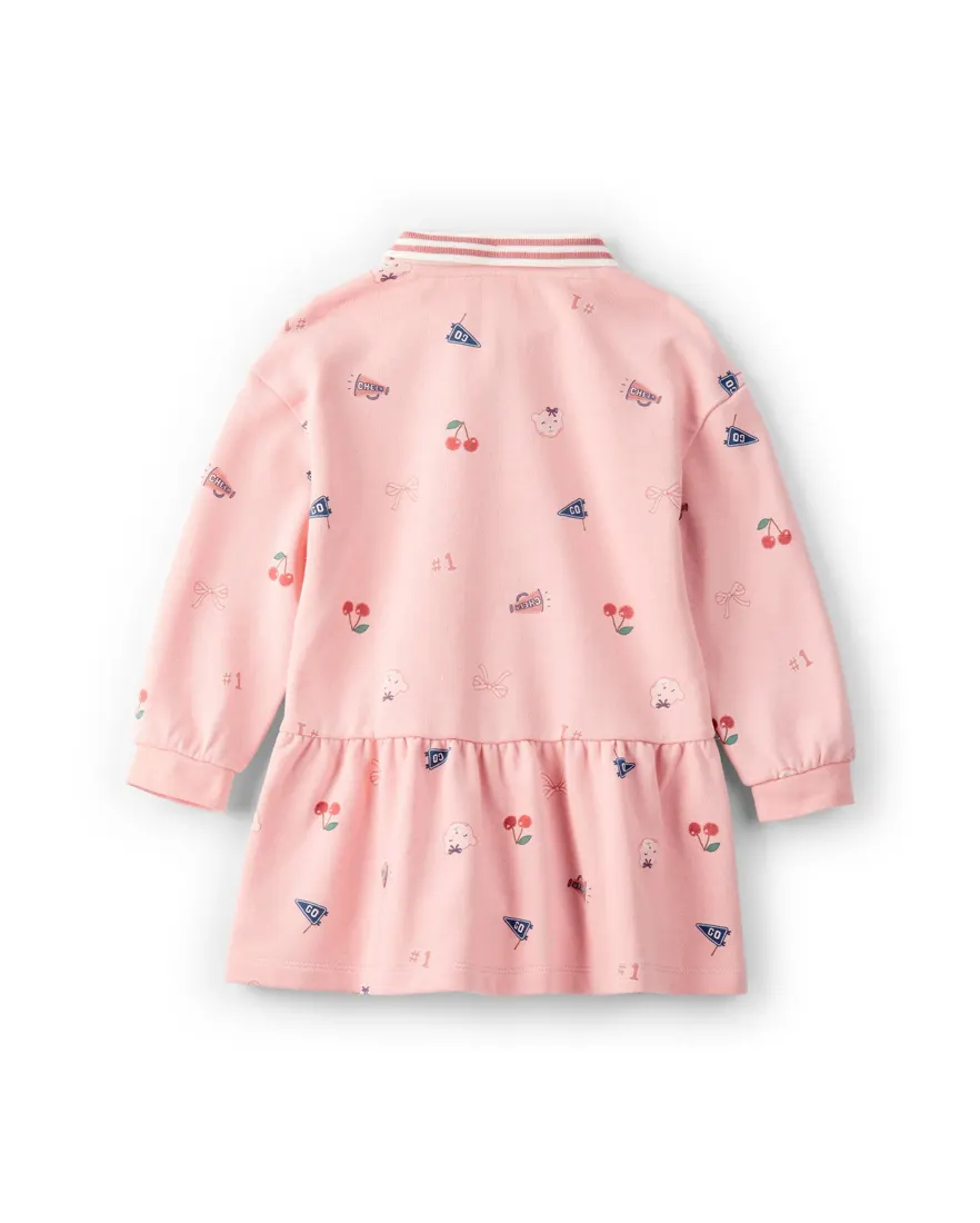 Outra vista de Vestido de moletom infantil college - rosa