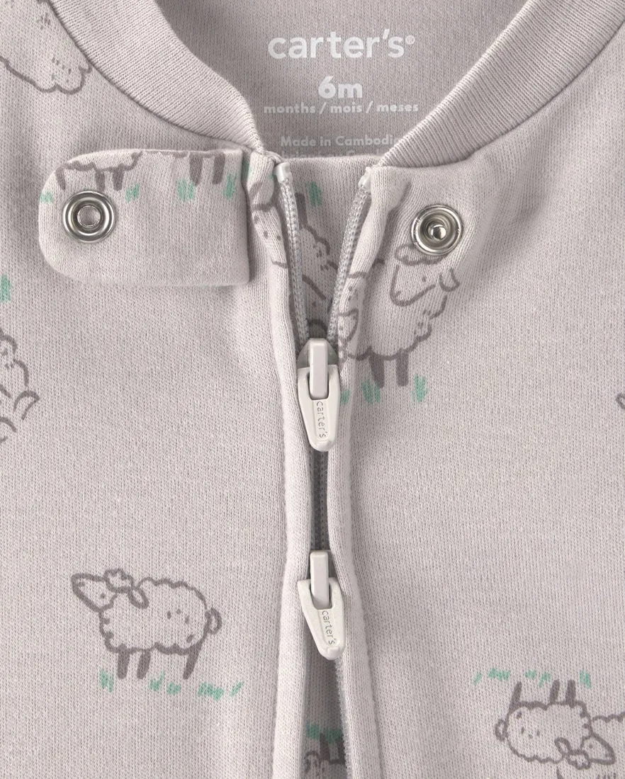 Outra vista de Macacão bebê estampado com pézinho - Cinza