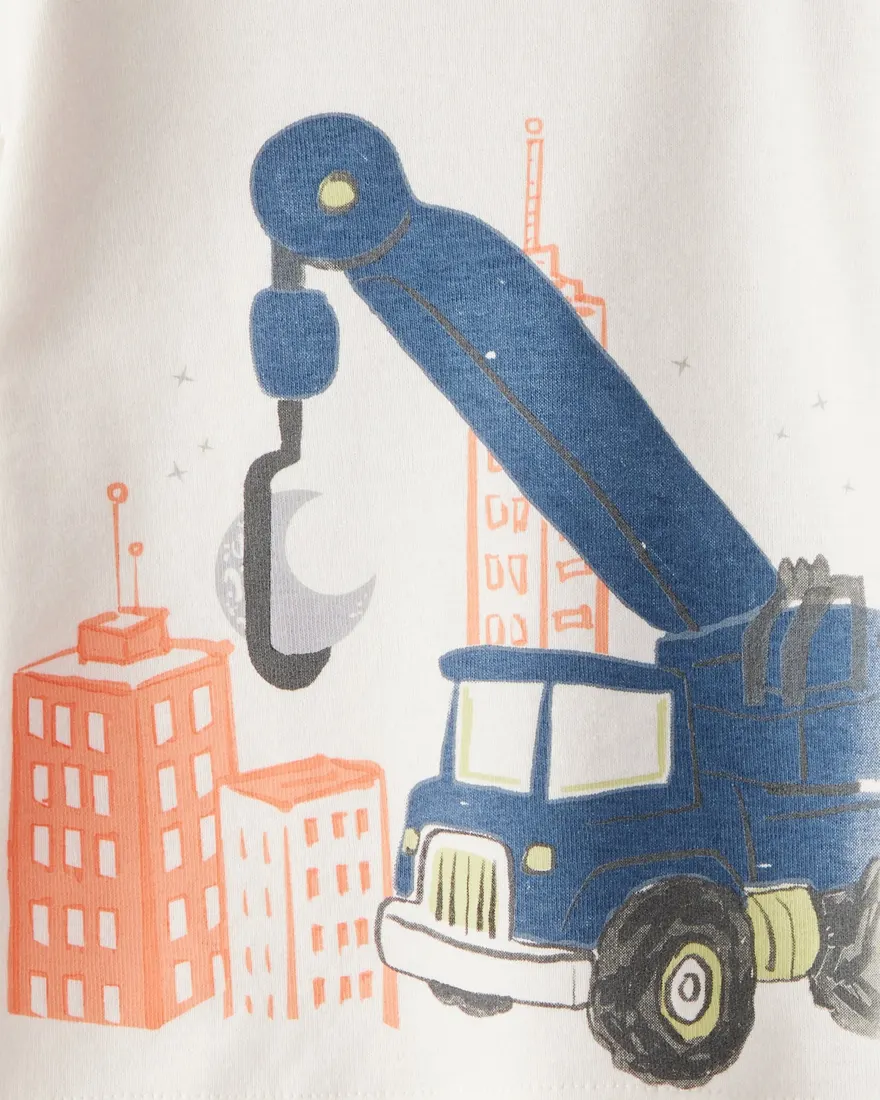 Outra vista de Pijama longo bebê 4 peças construção - multicor
