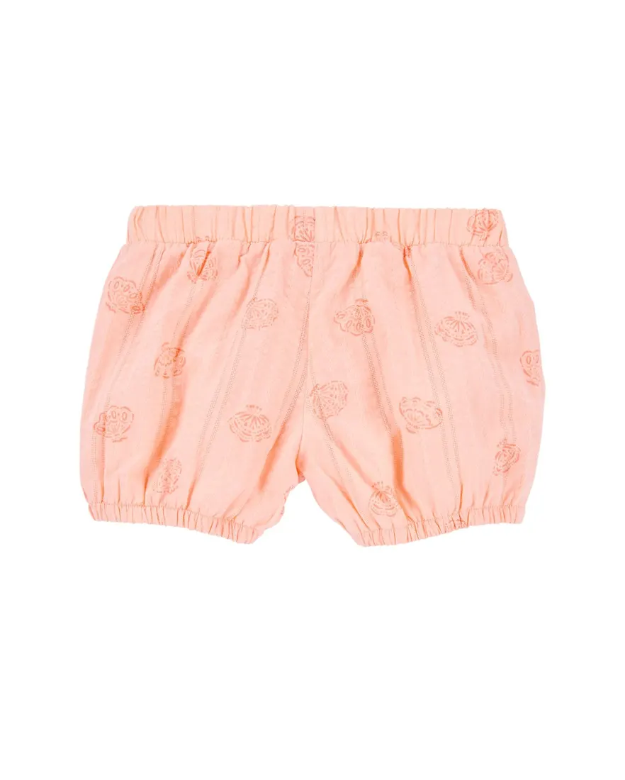 Outra vista de Short infantil borboletas com textura laranja