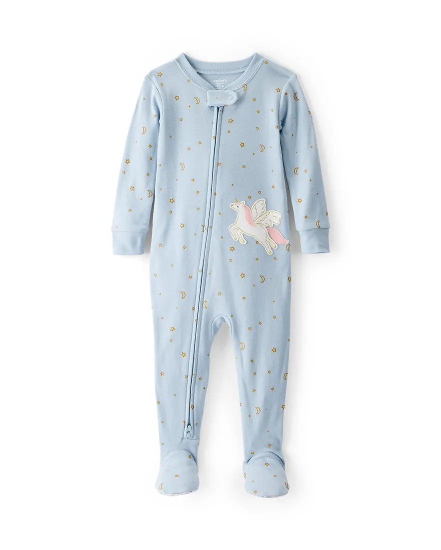 Macacão pijama infantil unicórnio - azul