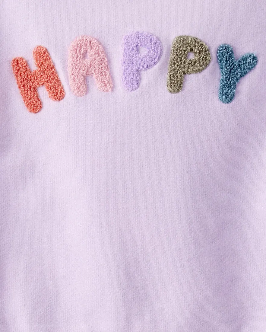 Outra vista de Blusa de moletom infantil happy - lilás