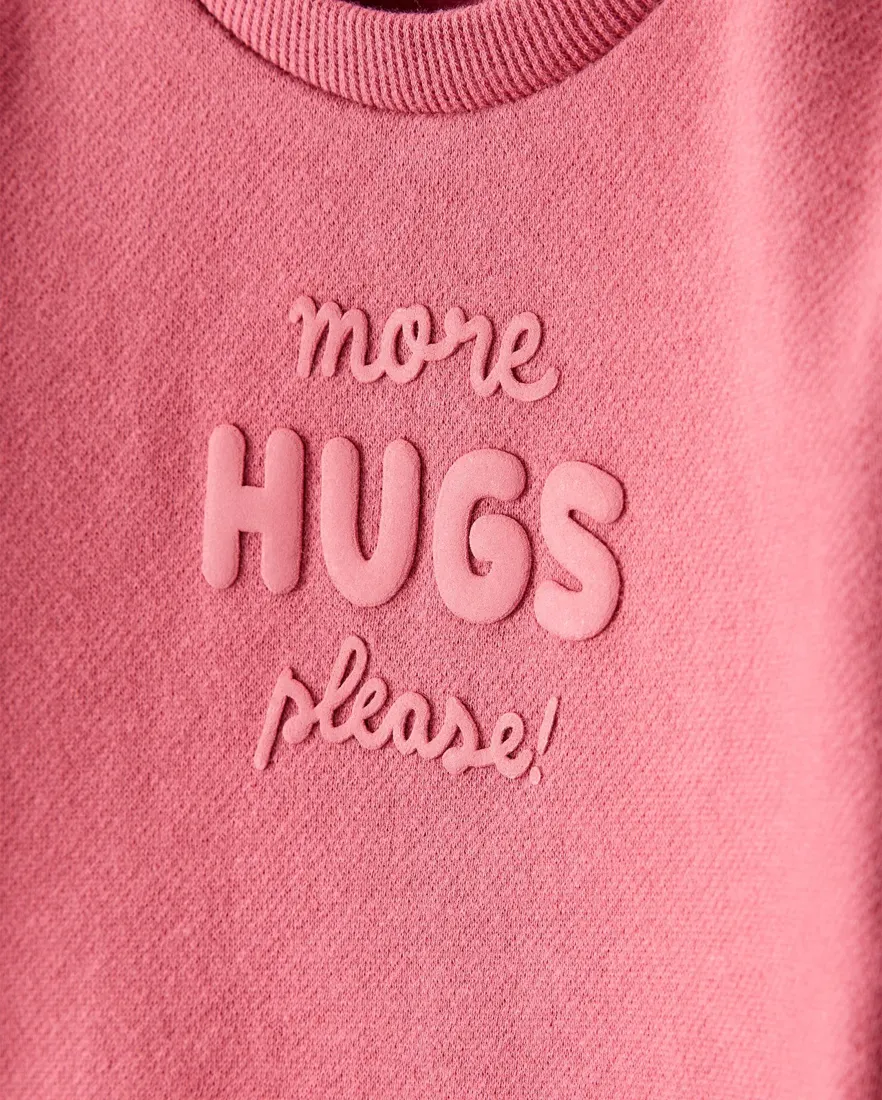 Outra vista de Blusa de moletom bebê more hugs please - rosa