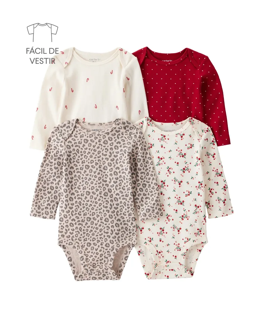 Kit body bebê 4 peças variadas - multicor