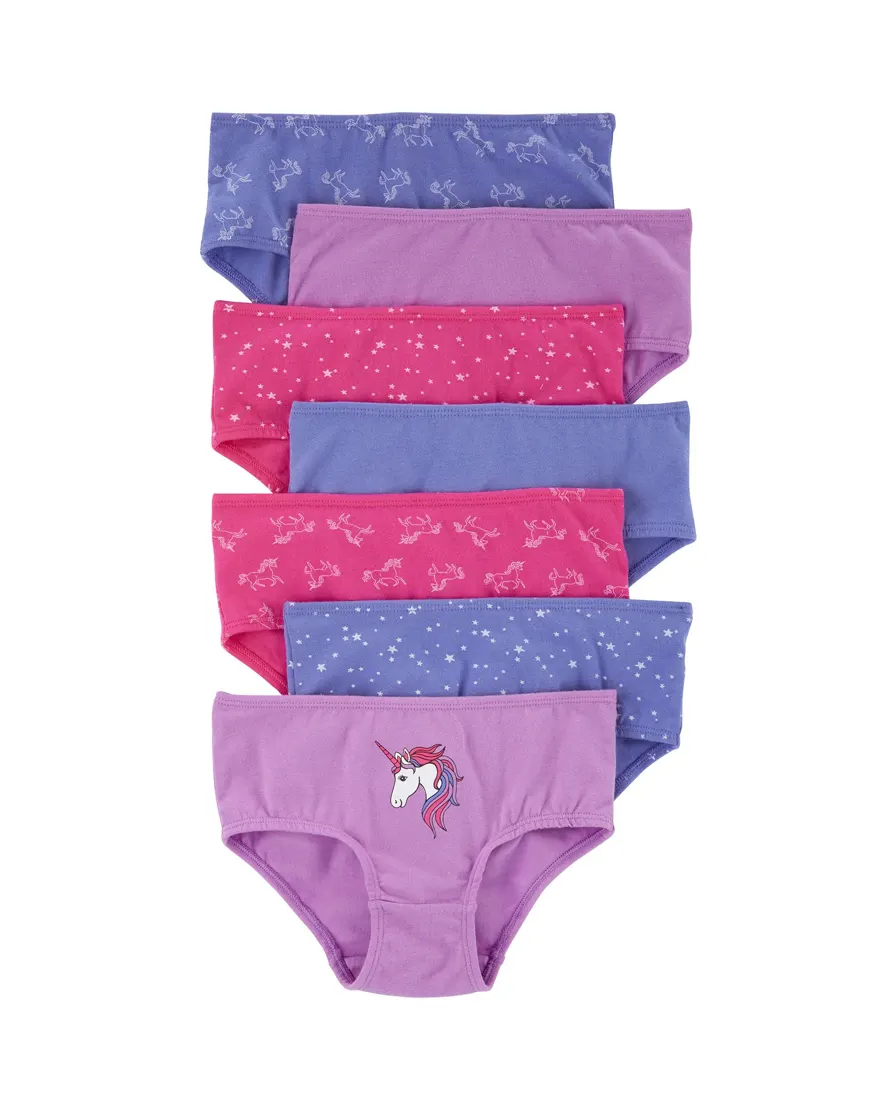 Kit calcinha infantil menina unicórnio 7 peças - Multicor