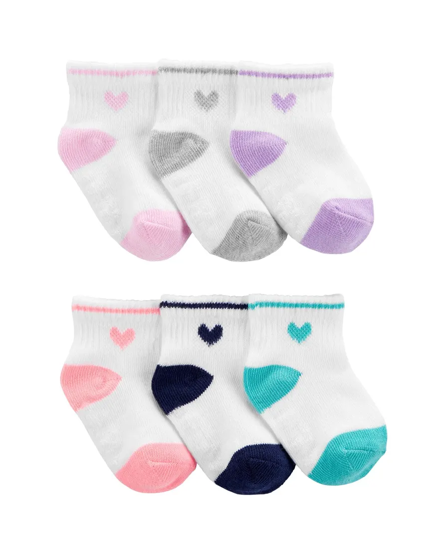 Kit meia bebê 6 pares coração - multicor