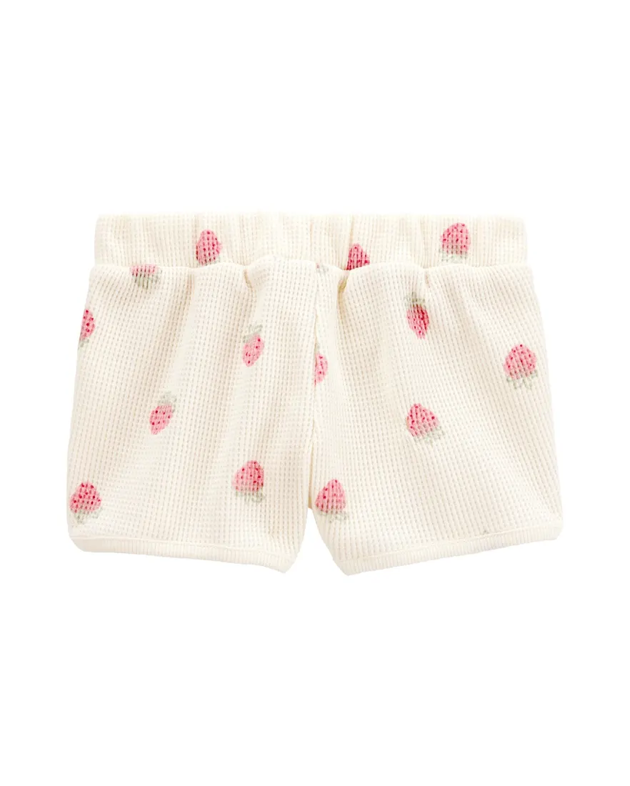 Short infantil texturizado morangos bege