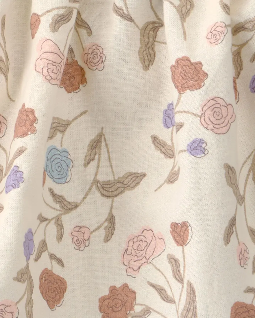Outra vista de Conjunto curto bebê 3 peças floral faixa de cabelo - Multicor