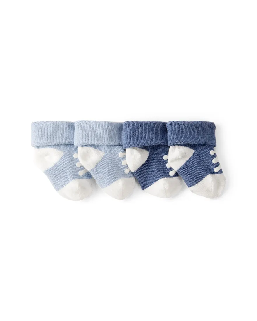 Kit meia bebê 2 pares chuteira azul