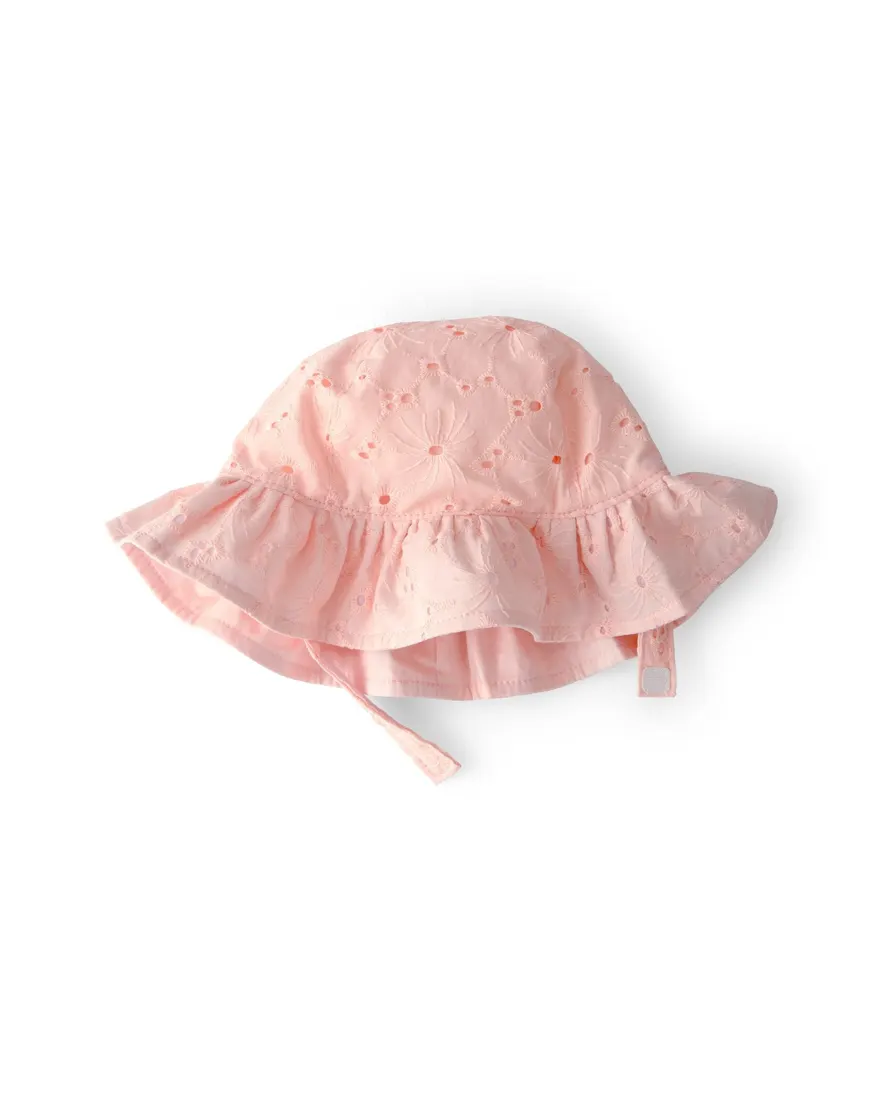 Chapéu bebê bordado floral - Rosa