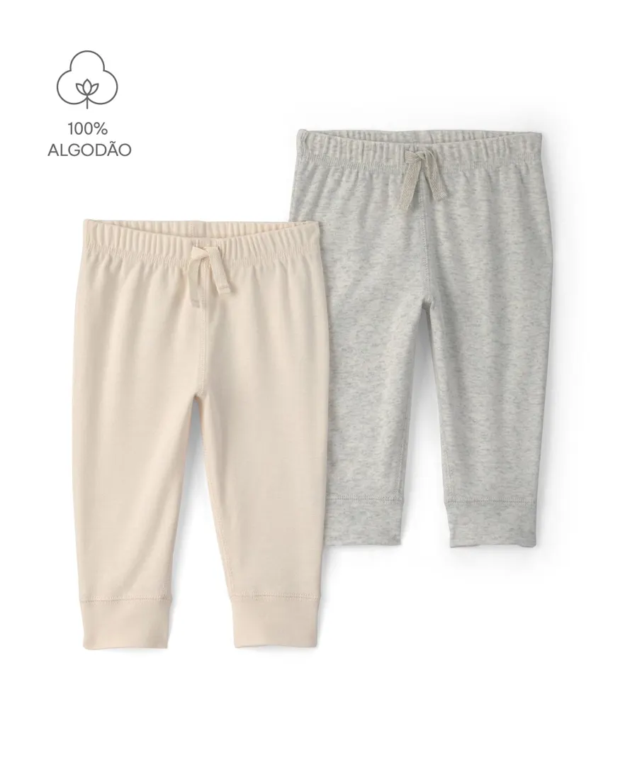 Kit calça bebê 2 peças jogger básica - Multicor