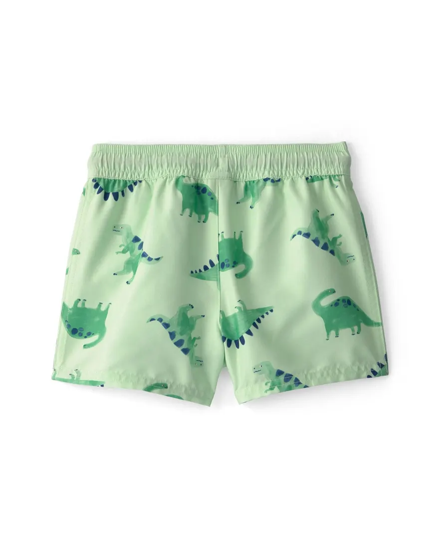 Outra vista de Short água infantil menino dinossauro UV 50+ - Verde Claro
