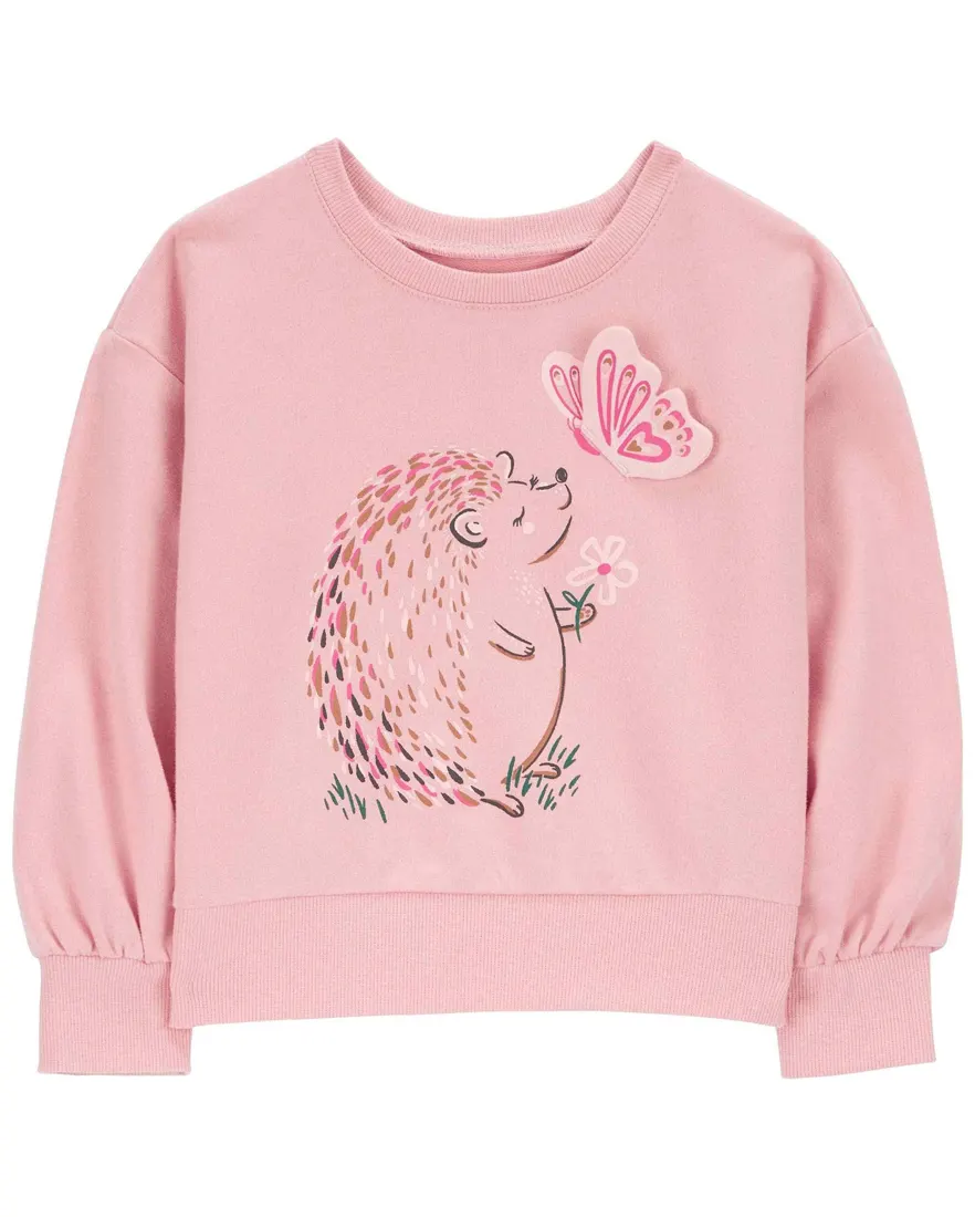Blusa de moletom infantil borboleta rosa