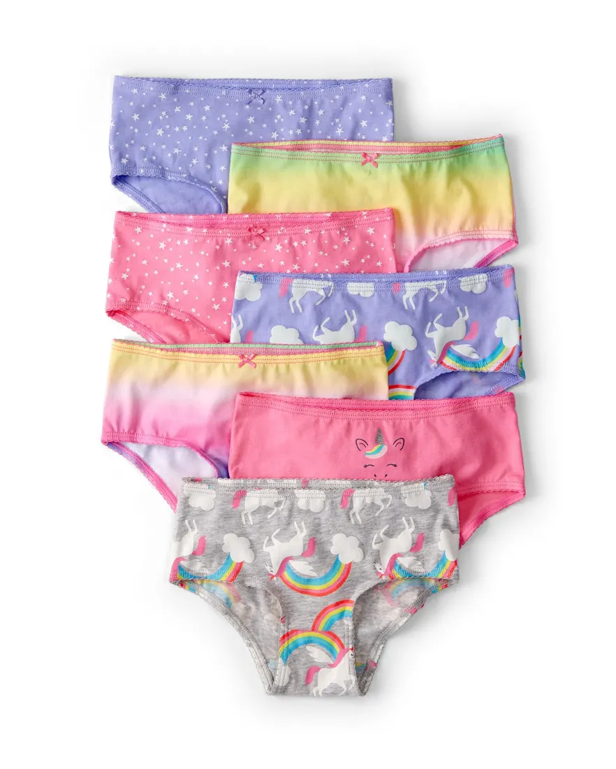 Kit calcinha infantil 7 peças estampadas - multicor