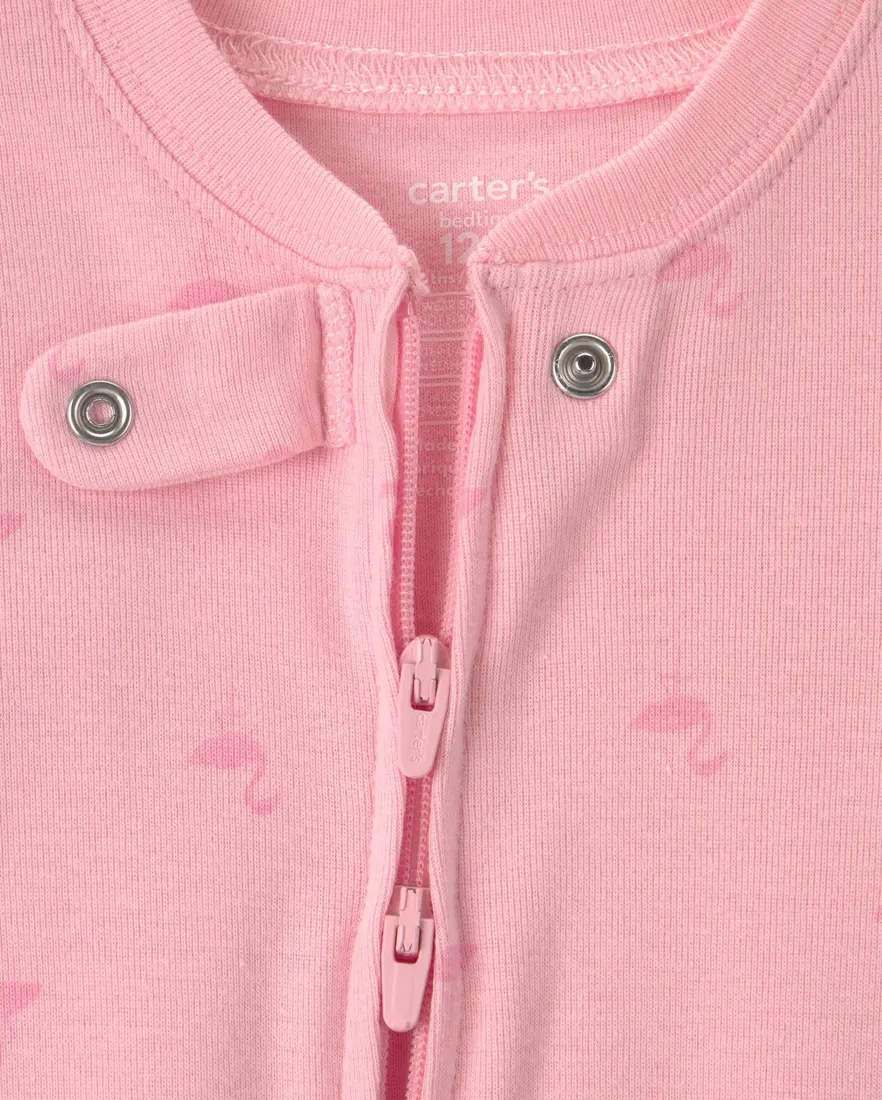 Outra vista de Macacão pijama bebê com pezinho estampado - Rosa