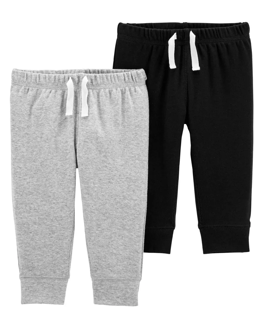 Kit calça bebê 2 peças cós de elástico multicor