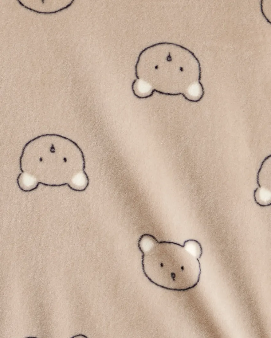 Outra vista de Conjunto longo bebê 2 peças em plush urso - bege