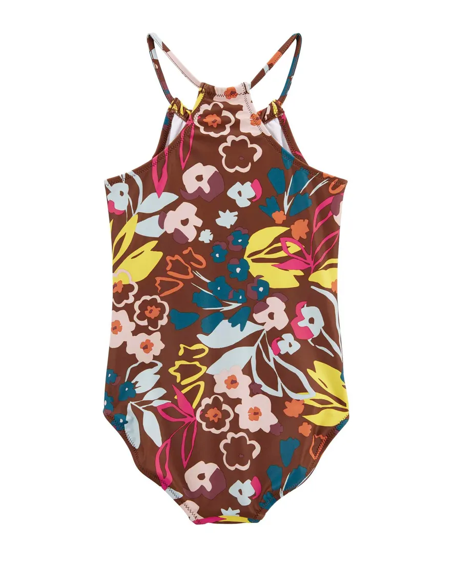 Outra vista de Maiô infantil floral marrom