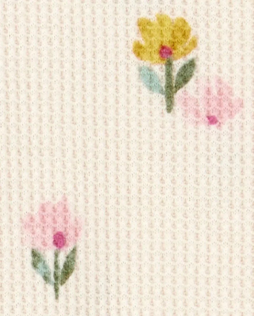 Outra vista de Conjunto longo bebê 2 peças florzinhas - bege