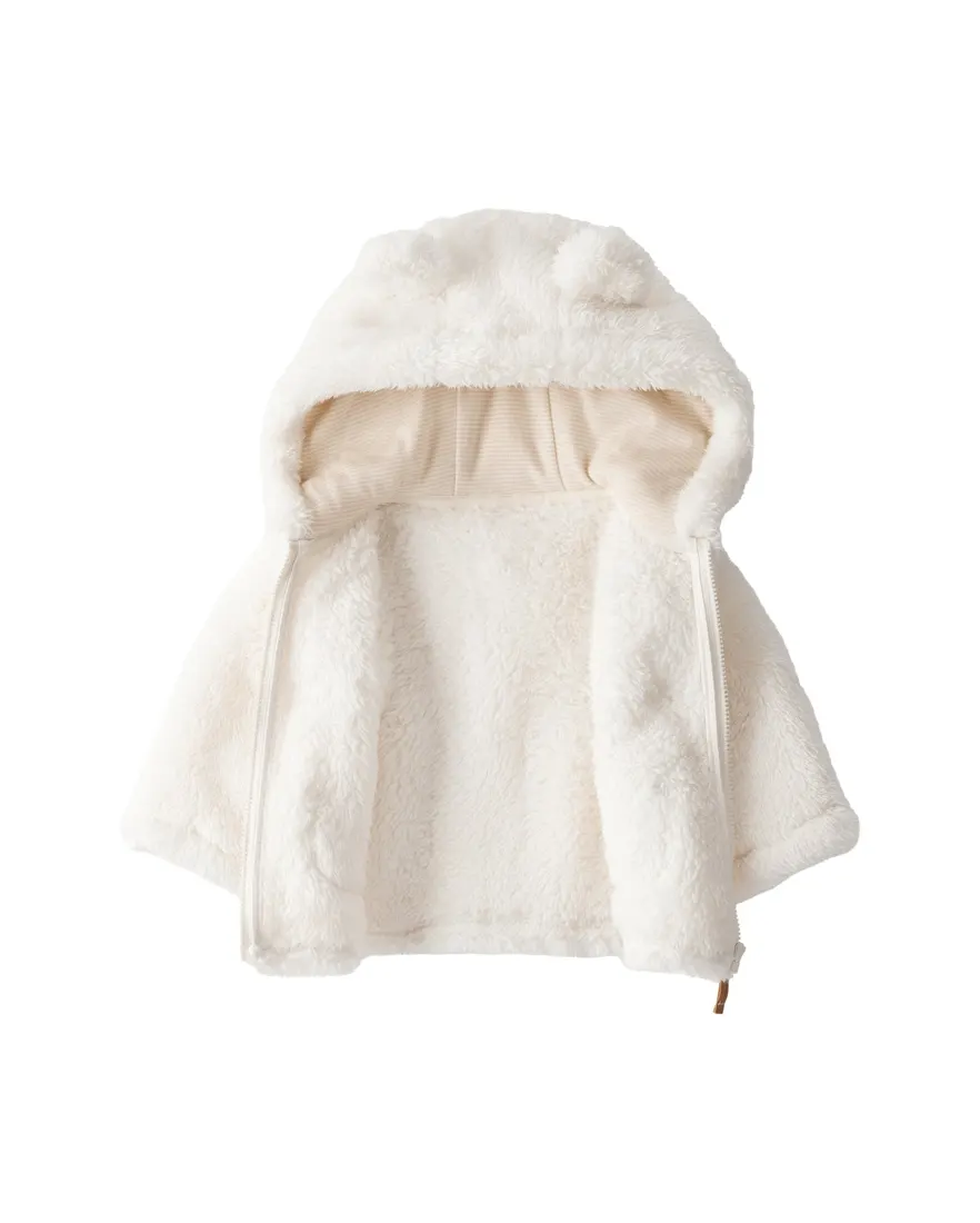 Outra vista de Casaco bebê peluciado com capuz urso - off-white