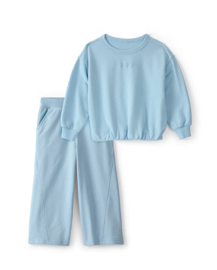 Conjunto infantil menina floral 2 peças - Azul Claro