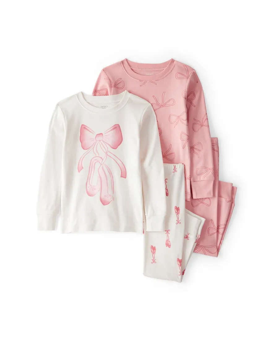 Pijama longo bebê 4 peças laço - multicor