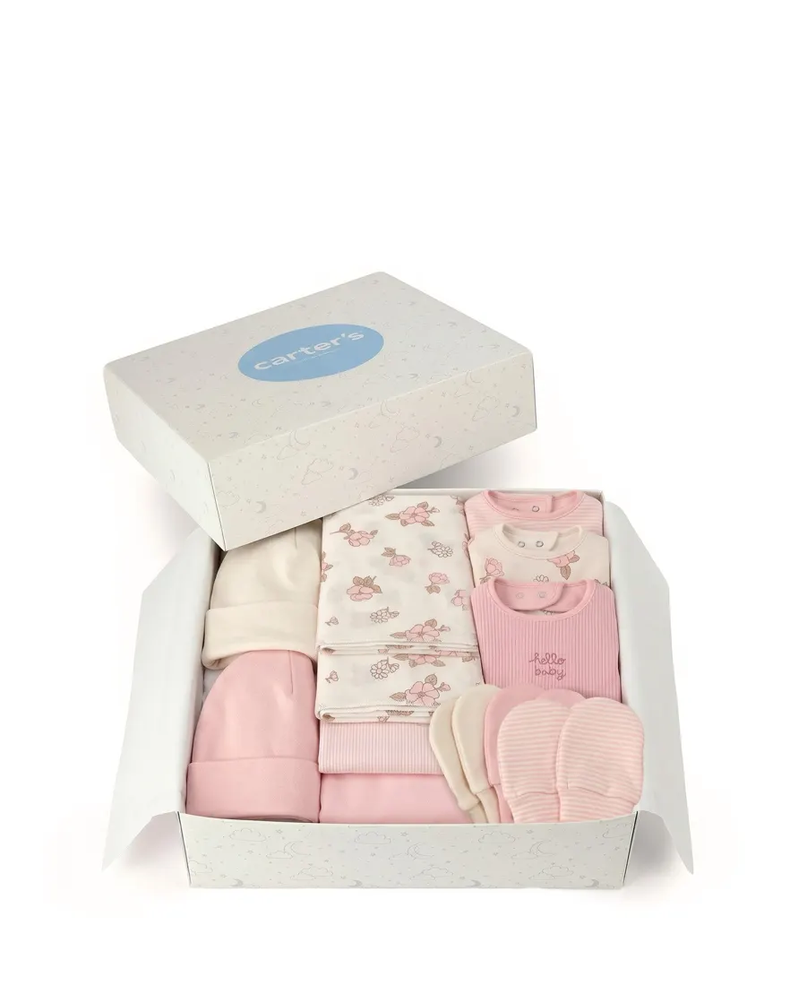 Enxoval bebê menina floral + caixa de presente P 12 peças - Multicor