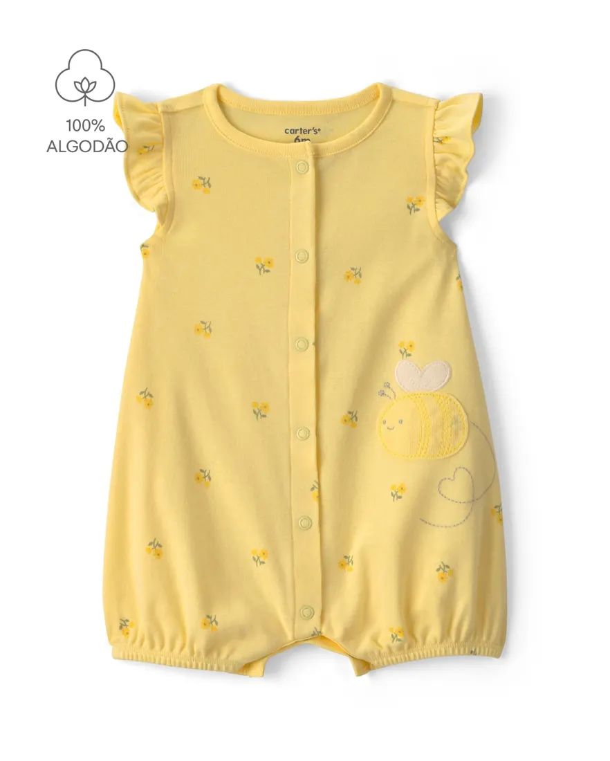 Macaquinho bebê floral - Amarelo