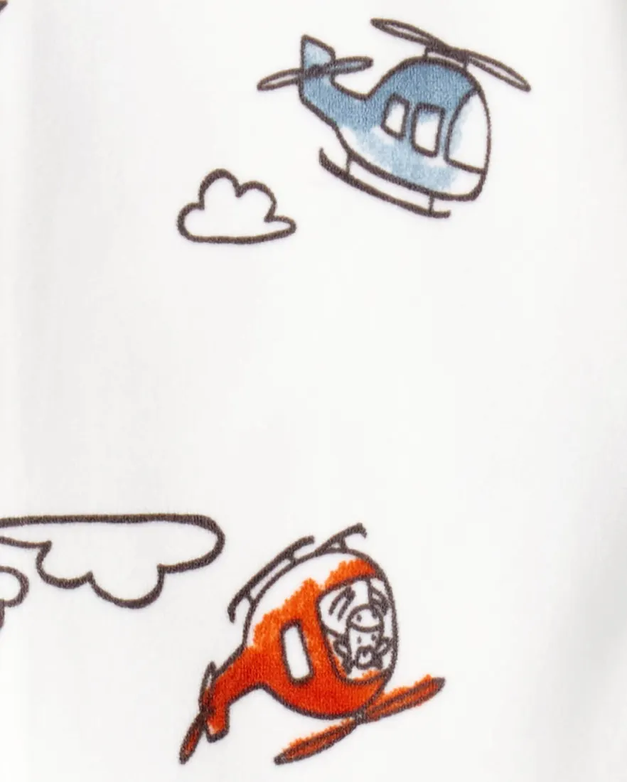 Outra vista de Macacão pijama infantil em plush helicóptero - branco