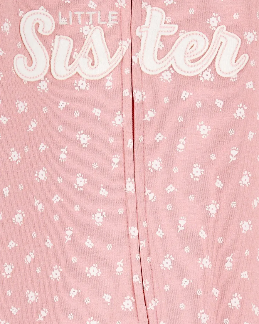 Outra vista de Macacão bebê little sister - rosa