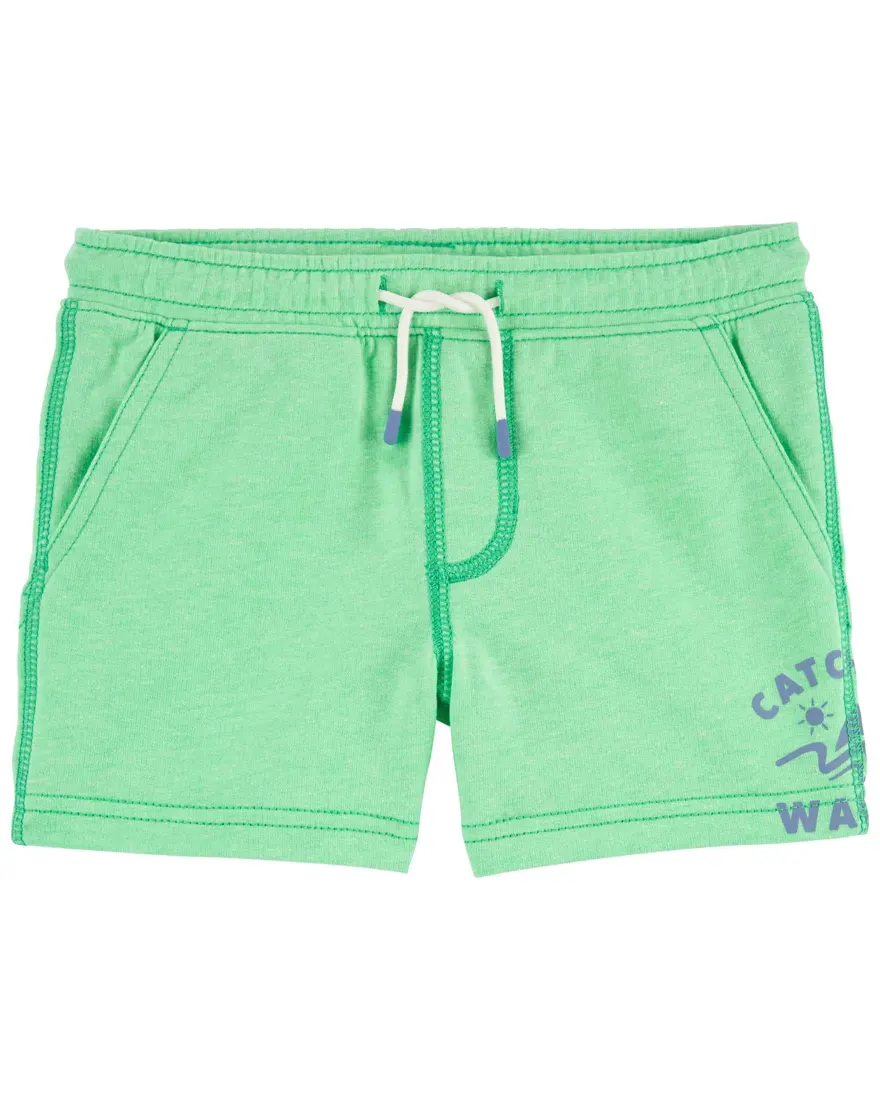 Short infantil cós elástico e cordão waves verde