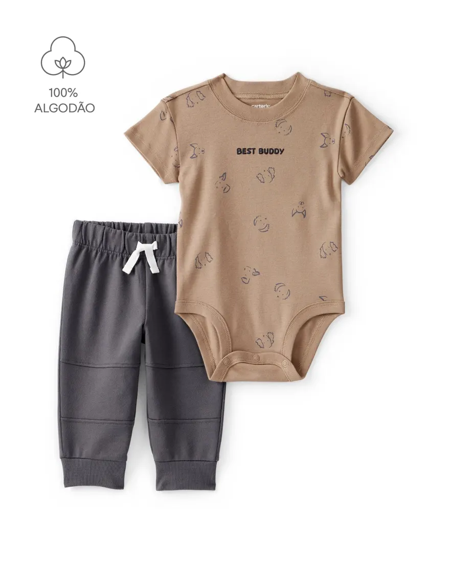 Conjunto bebê 2 peças estampado - Multicor