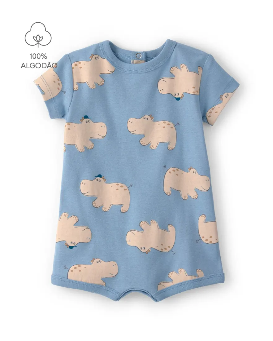 Macaquinho bebê estampado - Azul
