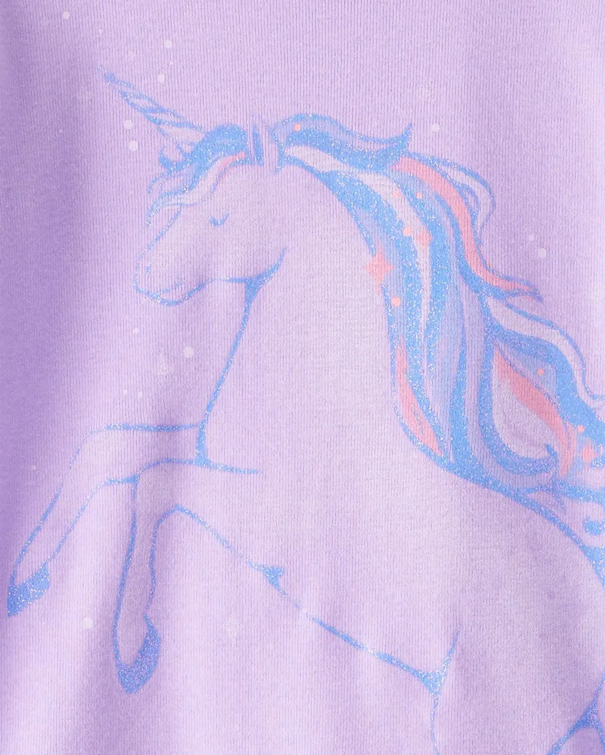 Outra vista de Pijama longo bebê 4 peças unicórnios - lilás