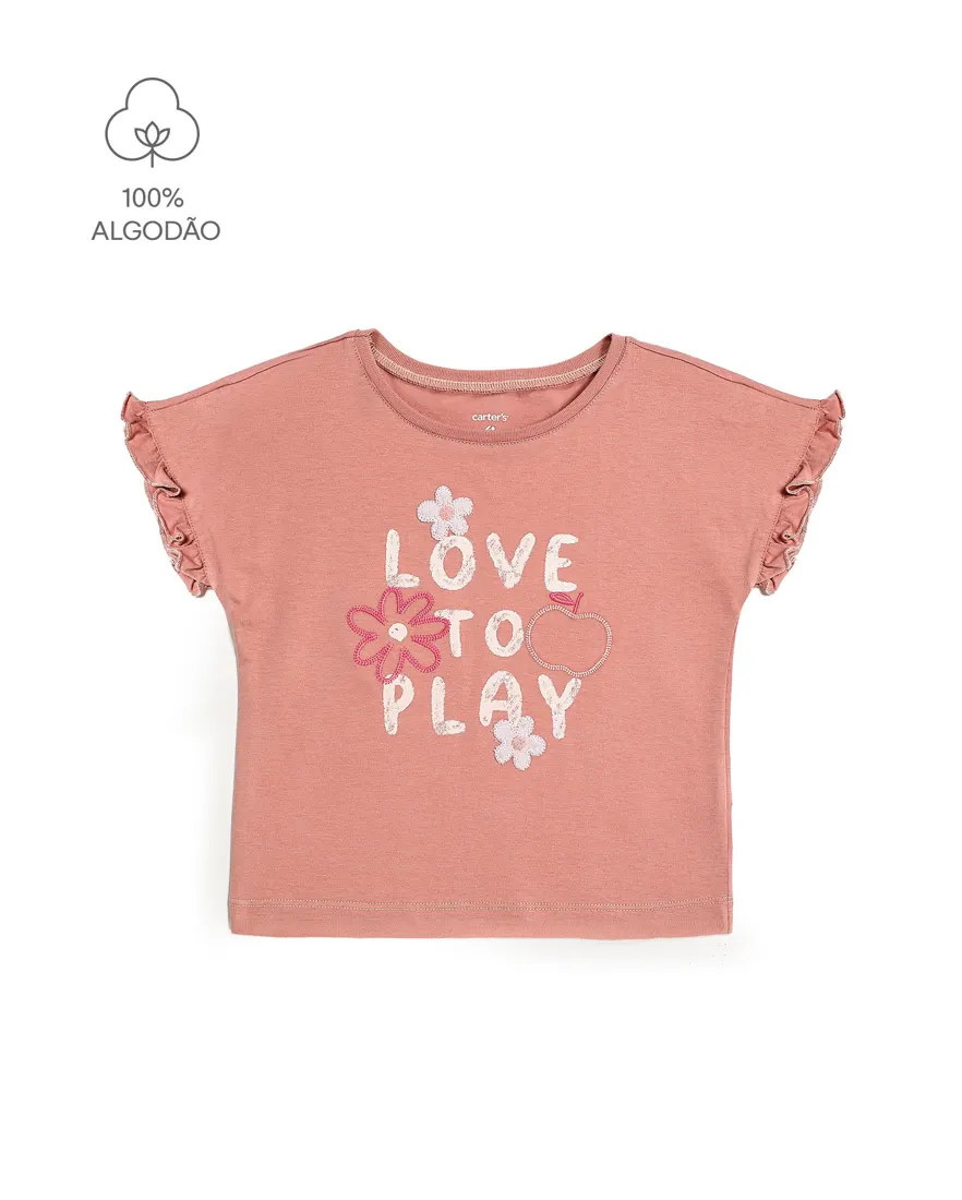Camiseta infantil florzinhas - rosa