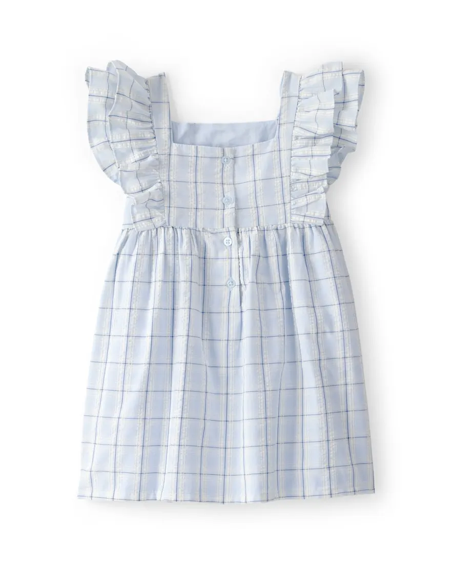 Outra vista de Vestido infantil xadrez com babados - Azul