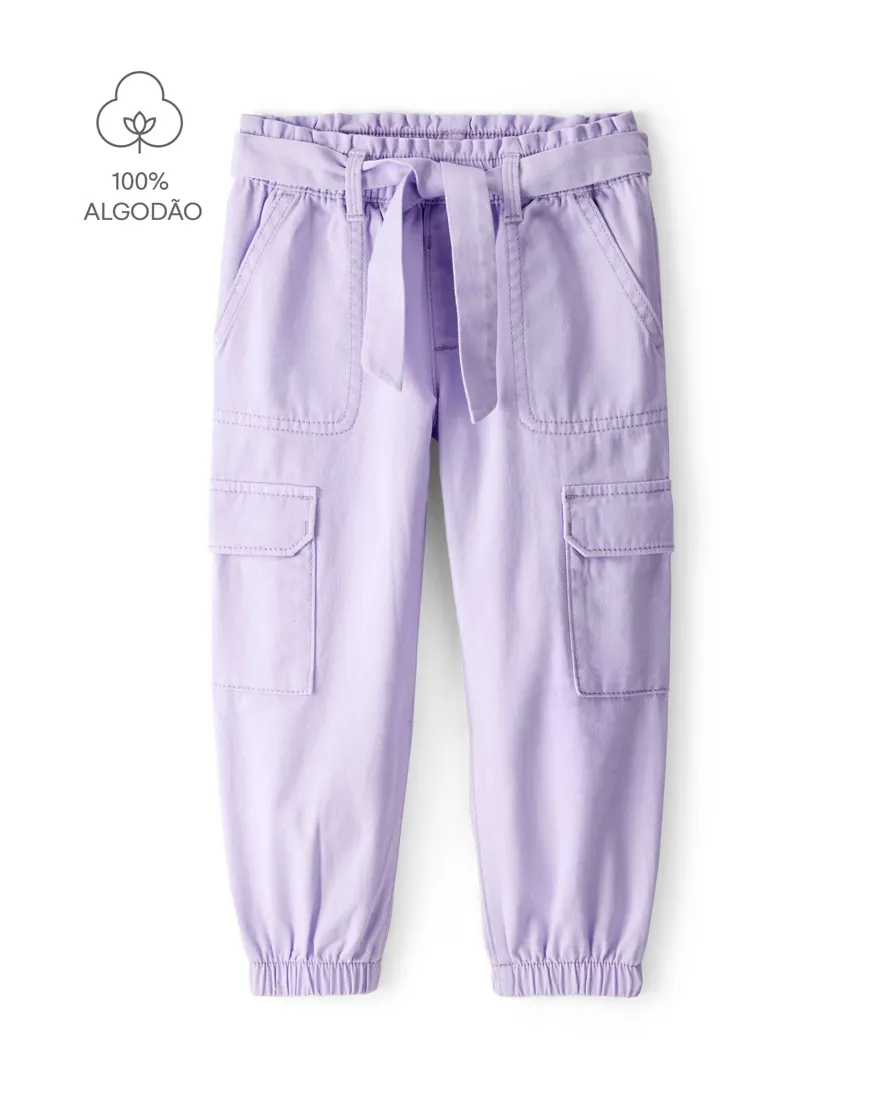 Calça infantil clochard cargo - lilás