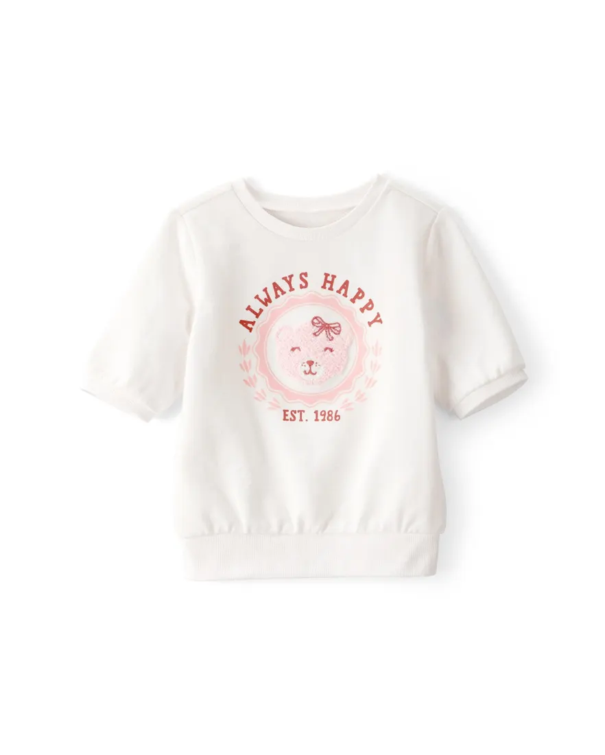 Camiseta infantil ursinho pelúcia - branca