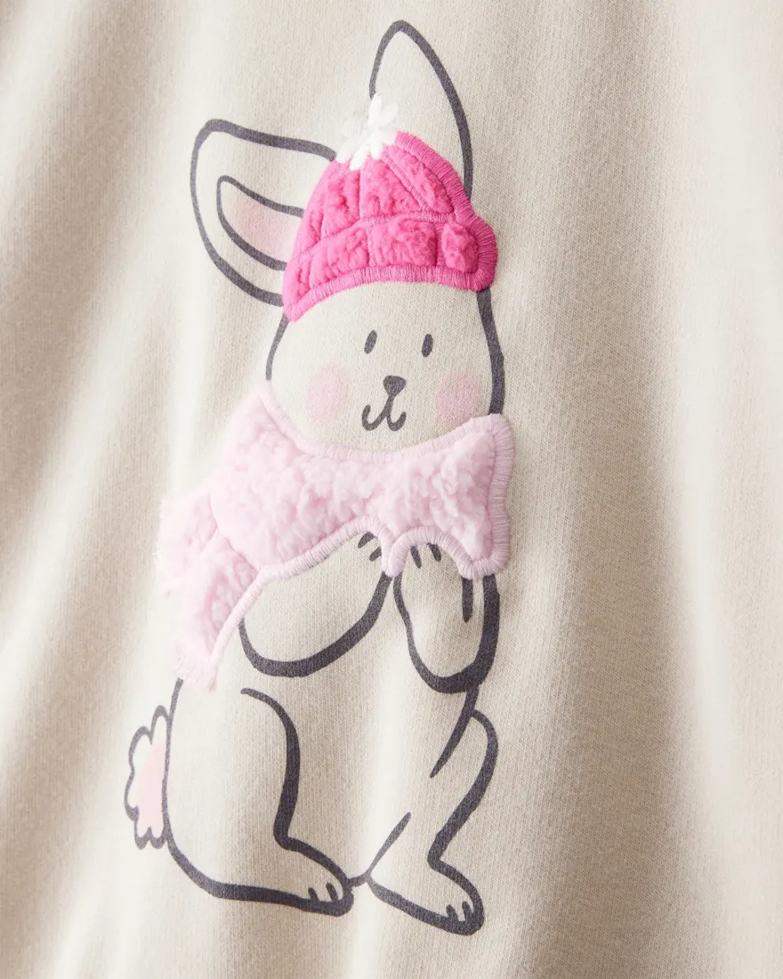 Outra vista de Blusa de moletom infantil coelho interativo - bege