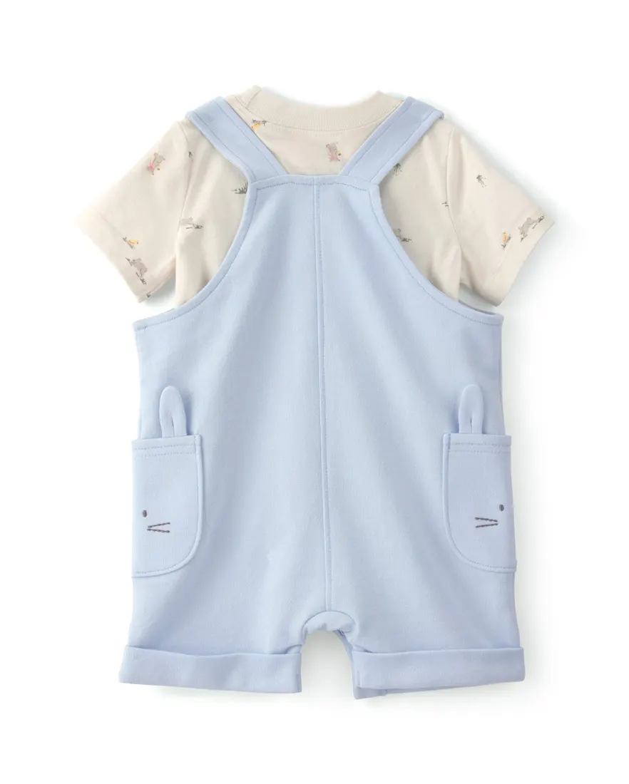 Outra vista de Jardineira bebê com camiseta - Multicor