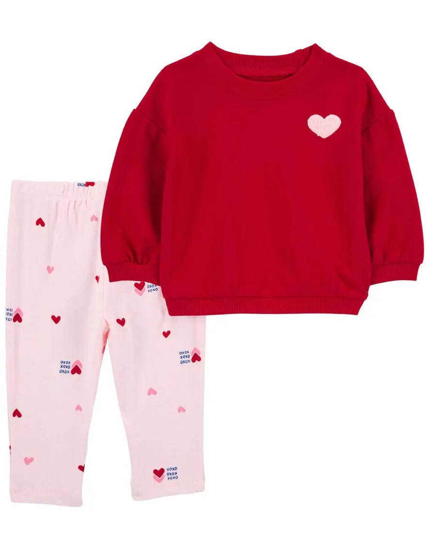 Conjunto longo bebê 2 peças Valentine's Day multicor