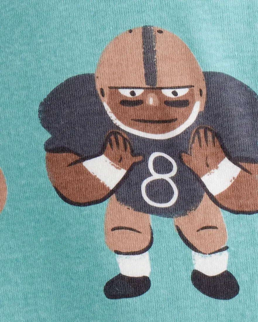 Outra vista de Macacão pijama infantil futebol americano - azul