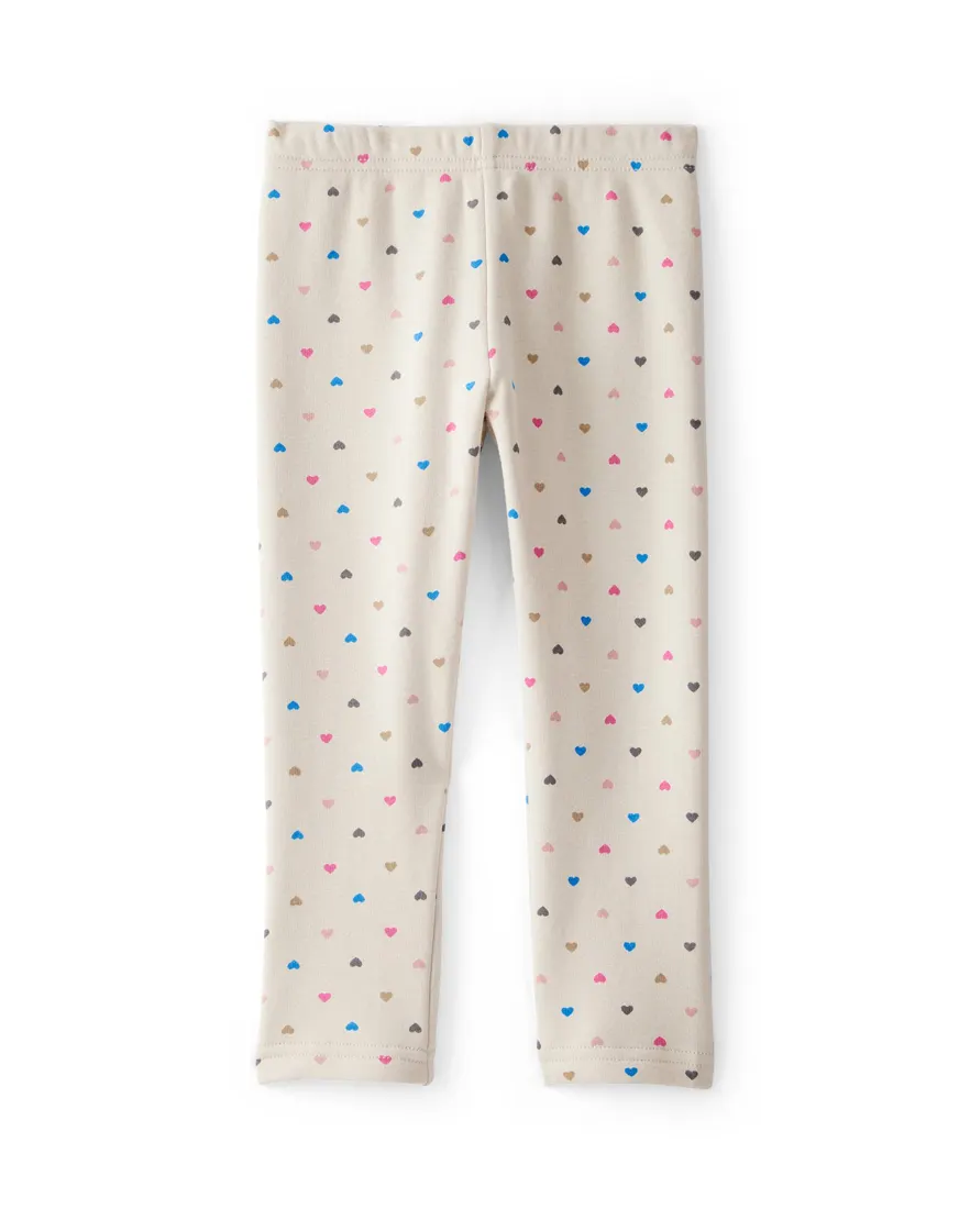 Calça legging infantil peluciada corações - bege